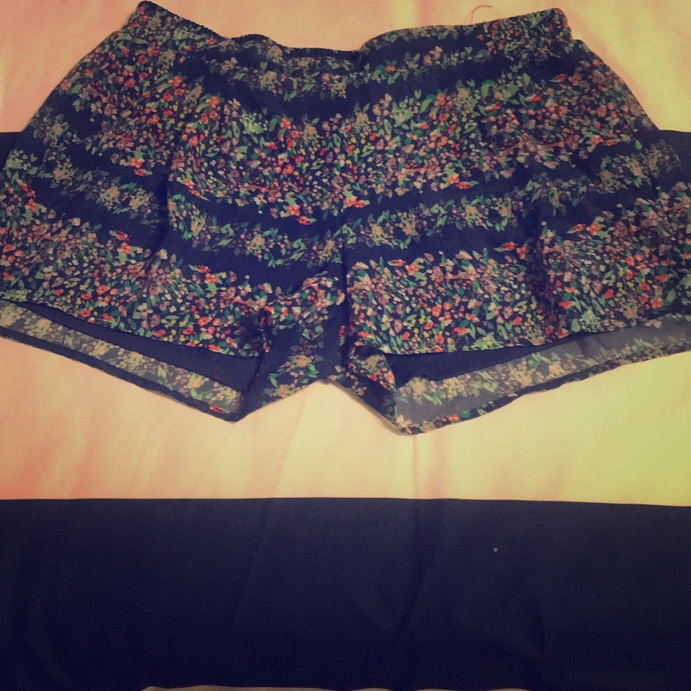 very colorful shorts, patterned w/small flowers
